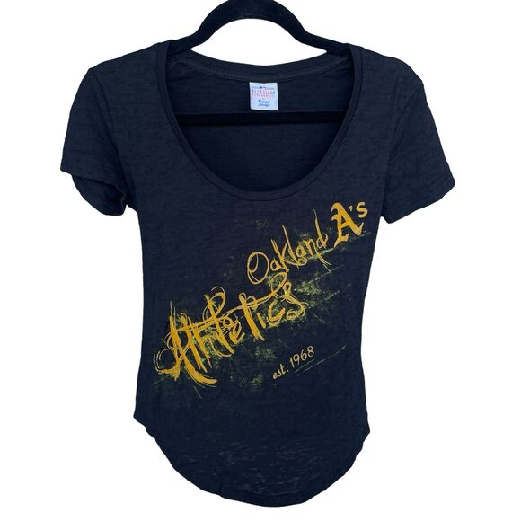 Genuine Merchandise Burnout Shirt Womens Extra Small XS Oakland As MLB Baseball - Picture 1 of 8